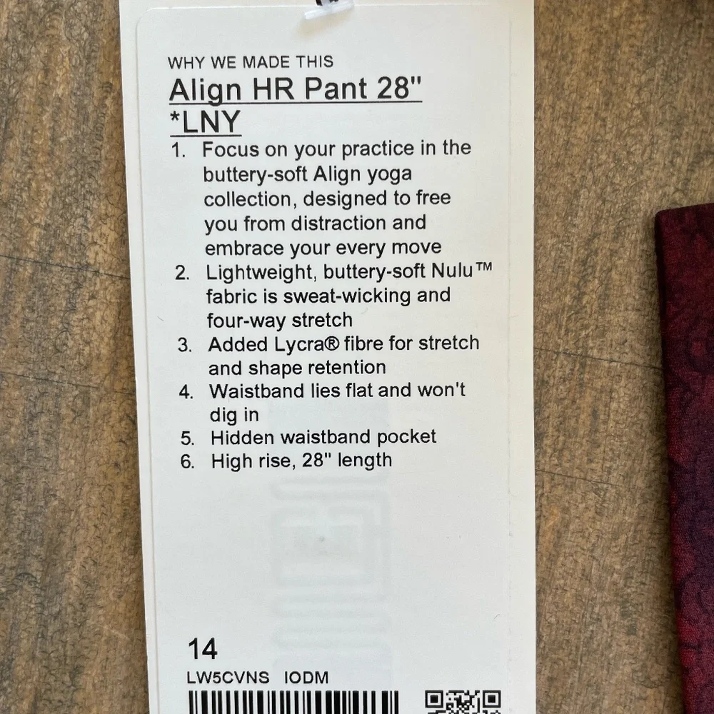 Lululemon Align High Rise Pant - 28". Size 14. Lunar New Year - NWT - Picture 6 of 8